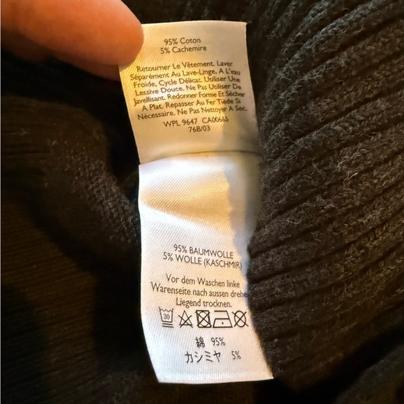 VTG Eddie Bauer Mens Size L Cotton Cashmere Cardigan Gray V Neck Button Grandpa - Picture 9 of 16